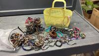 CONTAINER OF COSTUME AND HANDMADE BRACELETS + NECKLACES