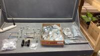 FLAT W/ASSORTED SIZE STRAP HINGES, TURNBUCKLES, U-BOLTS, BUTT HINGES
