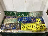 BOX OF COLLECTABLES LICENSE PLATES