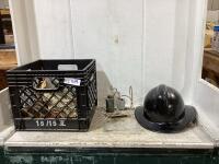 CRATE OF (2) GLASS BALL OF FIRE EXTINGUISHERS W/ MISC