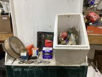 BOX OF MISCELLANEOUS W/ AIR FILTER