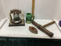 BELL ON STAND. NAVAL CAULKING HAMMER