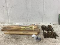 SHOP BOX OF MIXED HANDLES & THREAD CAPS