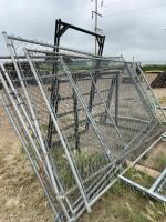 (4) 10 foot chain link panels / one has walk through gate - dog kennel