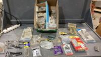 BOX W/GATE LATCHES, AUTO HINGES, DOOR HINGES, BULLET HINGE,