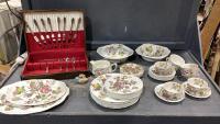 VINTAGE &ldquo;ROSALIE&rdquo; ALFRED MEAKIN ENGLAND DISHES, STAINLESS/SILVERPLATE CUTLERY