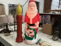 VINTAGE LIGHT UP SANTA AND CANDLE