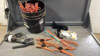 PAIL WITH BOLUS GUNS, TAGGERS, IVOMEC APPLICATOR