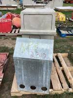 PALLET W/ PLASTIC GARBAGE & FEEDER