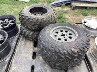 (2) DUNLOP TIRES W/ 4-BOLT RIMS & (2) BRIDGESTONE TIRES W/ 4-BOLT RIMS