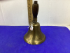 SCHOOL BELL-BRASS W/WOOD HANDLE. 6 IN ACROSS BELL BOTTOM