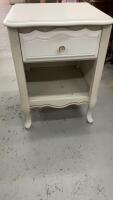 WHITE NIGHTSTAND W/ 1 DRAWER AND OPEN SHELF