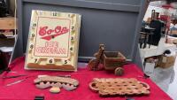 VINTAGE CO-OP ICE CREAM CLOCK W/ CLOCK HANDS BUT NO MECHANISM & WOOD DECOR PIECES