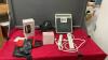 BOX W/ COMPRESSION PUMP, EXERCISE BANDS, SMALL HONEYWELL HUMIDIFIER, ETC.