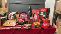 BOX OF ASSORTED COLLECTABLE COCA-COLA THEMED ITEMS - SEEM TO BE REPLICA&rsquo;S