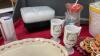 (2) BOXES OF KITCHEN ITEMS - CANISTERS, KENWOOD IMERSION BLENDER, EMPTY TINS, PAMPERED CHEF MEASURING CUP, ETC. - 3