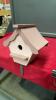 PINK WOODEN BIRD HOUSE W/ MOUNTING BRACKET - 2