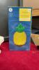ROUND WOODEN STORAGE CONTAINER W/ (2) WAX BUST CANDLES, CROSS STITCH KIT, FUZZY COZY SLIPPERS, PINEAPPLE FLOATING LIGHT - 4