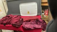 GOOD LIDDED TOTE W ASSORTED BURGUNDY FABRICS