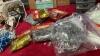 GOOD LIDDED TOTE W/ CORK TILES, METALIC TINSEL, WHITE CHRISTMAS LIGHTS, AND MISC. CRAFTING ITEMS - 3