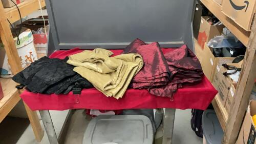 BOX OF ASSORTED CURTAINS AND FABRICS