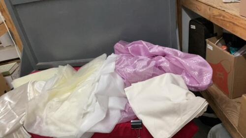 BOX OF ASSORTED CREAMS AND WHITE MATERIALS