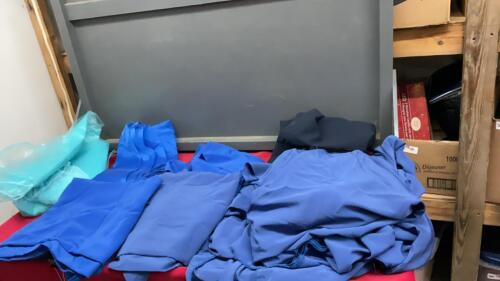 BOX OF ASSORTED BLUE FABRICS