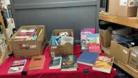 (2) BOXES OF ASSORTED BOOKS FT. ROMANCE, SELF HELP, HISTORY, COOK BOOKS, ETC.