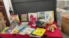 (2) BOXES OF ASSORTED TOYS AND BOOKS - MONEY BANKS, WOODEN PIECES, CHILDRENS BOOKS