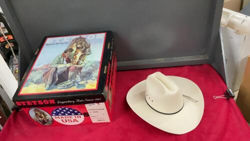 STESON HAT BOX AND A STRAW COWBOY HAT - L/XL