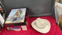 STESON HAT BOX AND A STRAW COWBOY HAT - L/XL