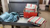 (2)ITEMS - COLEMAN INFLATABLE MATTRESS + PATIO CHAIR CUSHIONS