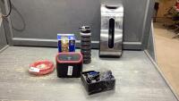 BOX W/ TRIM LINE, DOOR KNOB, BIKE SIDE MIRRORS, SMALL TRASH BIN, DISPENSER