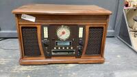 VINTAGE LOOKING RECORD PLAYER, TAPE ,CD , RADIO UNIT