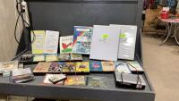BOX W/VHS MOVIES, STORY BOOK CD&rsquo;S, RADIO, BOOKS