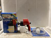 SHOP BOX OF KREBS 25 ELECTRIC AIRLESS PAINT SPRAYER W/ KREBS SUCTION TUBE EXTENSION
