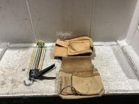 SHOP BOX OF (2) TOOL BELT, CAULKING GUN