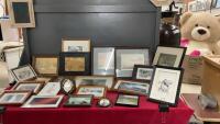 BOX OF ASSORTED FRAMES, ARTWORK AND PICTURES - SOME ARE SIGNED