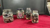 (4) JARS W/ LARGE AMOUNT OF ASSORTED BUTTONS