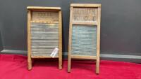 (2) SMALL VINTAGE WASHBOARDS - IDEAL CANADIAN WOODENWARE & DUNHAM MIDGET