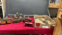 VINTAGE SET OF METAL TRAIN CARTS AND TRACKS - NEW YORK CENTRAL LINES, PENSYLVANNIA, AND CHICAGO
