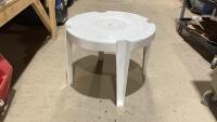 WHITE PLASTIC PATIO SIDE TABLE