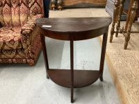 HALF MOON TABLE WITH LOWER SHELF