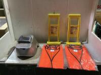 SHOP BOX W/ WELDING MASK, STANLEY PANEL CARRY, MESH VESTS