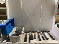 TACKLE BOX OF MIXED PILERS & HAMMERS