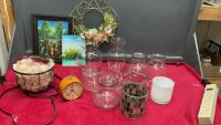 (2) BOX OF ASSORTED DECOR - VASES & SALT ROCK LAMP + VINTAGE ALARM CLOCK ETC.