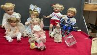 COLLECTION OF VINTAGE DOLLS - (2) STANDING SPORTS DOLLS, (2) ANGELS - STANDING AND SITTING, OTHER MISC. DOLLS