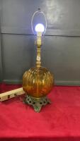 BRASS AND GLASS TABLE LAMP W/ NO SHADE