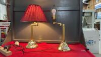 PAIR OF PLUM LAMPS - ONLY ONE HAS A LAMP SHADE