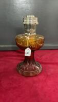 ALADINE AMBER GLASS LINCOLN DRAPE OIL LAMP W/ NO SHADE
